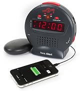Sonic Alert Small Digital Alarm Clock with Battery Backup, Snooze, Full Range Brightness Dimmer