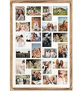 Wodhels 34.5x23.8 Inch Large Wooden Collage Picture Frame for Wall - 24 Opening 4x6 Multi Photo F...