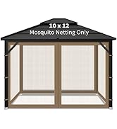 Gazebo Replacement Mosquito Netting Outdoor Universal Gazebo Canopy 4-Panels Screen Sidewalls wit...