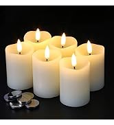 Eywamage Timer Flameless Votive Candles 2 inch x 3 inch , Flickering Small LED Pillar Candles Bat...