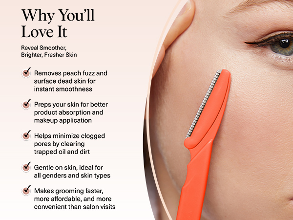 Kitsch Dermaplane Razor Eyebrow Trimmer Recycled Plastic Dermaplaning and Skin Care Tool Coral