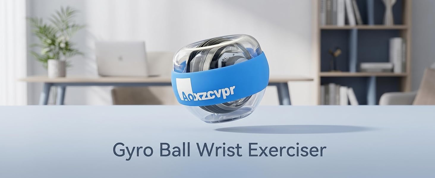 A promotional graphic for the Gyro Ball Wrist Exerciser