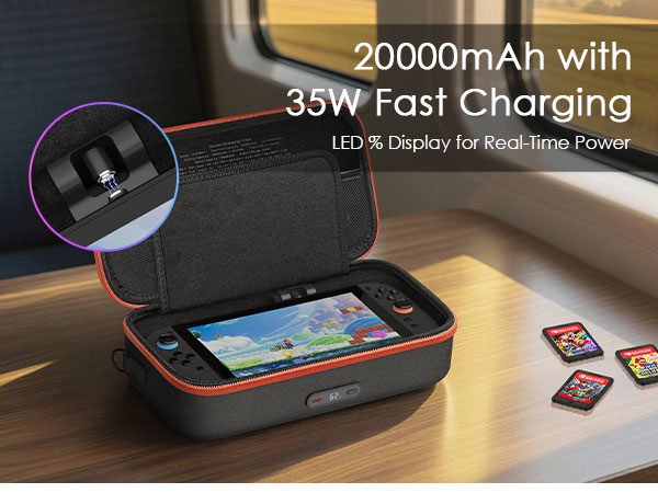 Nintendo switch 2 charging travel case carrying battery charger wireless cordless bag