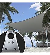 ShadeMart 8' x 12' Grey Rectangle Super Ring Sun Shade Sail Canopy Reinforced Edges SMTADR Awning...