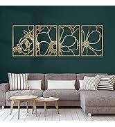 Glamativity 4 Pack Gold Wall Art Décor, Flower Minimalist Décor Single Line Art Wall Décor, Real ...