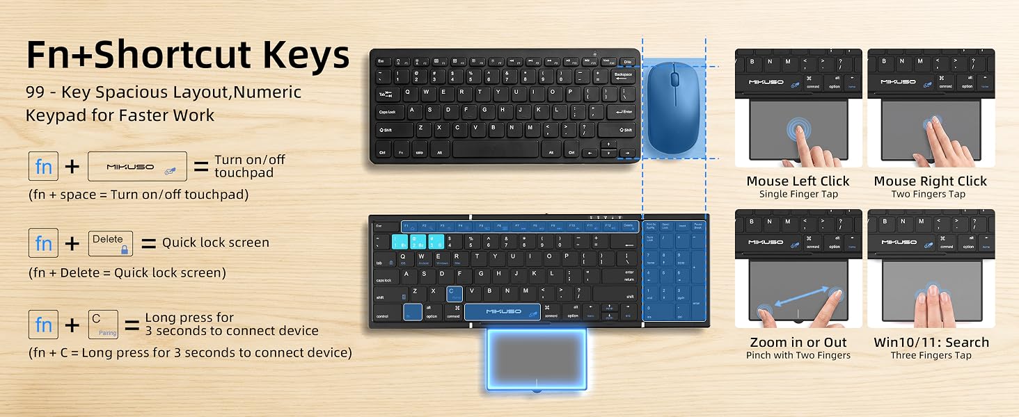 full size foldable bluetooth keyboard