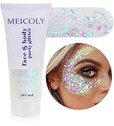 MEICOLY White Body Glitter,Singer Concerts Music Festival Rave Accessories,Mermaid Face Glitter G...