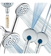 AquaCare High Pressure 6-way Dual Shower Head Combo with Built-in Filter & Power Wash - Clean Tub...