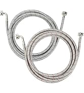 PLUMBINGMASTER 15FT Stainless Steel Washing Machine Hoses with 90 Degree Elbows,Red and Blue Wash...