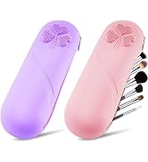 Eiito Travel Makeup Brush Holder, 2Pack Silicone Makeup Brush Organizer with Upgrade Anti-Fall Ou...
