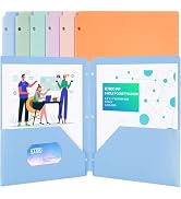 KTRIO Pocket Folders 2 Pocket Folders 3 Hole Punch-(6 Pack, Assorted Colors) Plastic Folders for ...