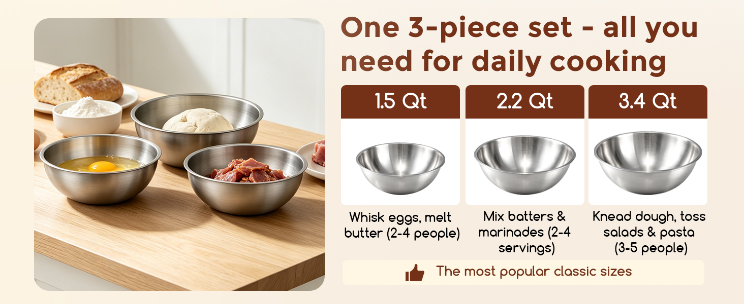 One 3-piece set -all youneed for daily cooking