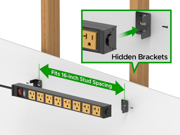 standard 16-inch wall studs for secure installation