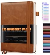 Lined Journal Notebook for Women Men, 256 Numbered Pages Hardcover Leather Journals for Writing, ...