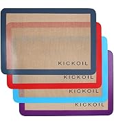 KICKOIL Silicone Baking Mat Set 4 Half Sheet Large Nonstick Silicone Bakeware Mats Reusable Heat ...