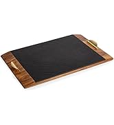 TOSCANA - a Picnic Time brand Covina Slate Serving Tray, Charcuterie Board Set, (Acacia Wood & Sl...