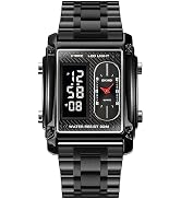 FANMIS Men's Rectangle Dial Sports Wrist Watches with 7 Colors Optional LED Backlight Multifuncti...