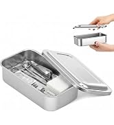 Baluue 304 Stainless Steel Instrument Tray with Lid, 8" Metal Instrument Box Medical Tray Organiz...