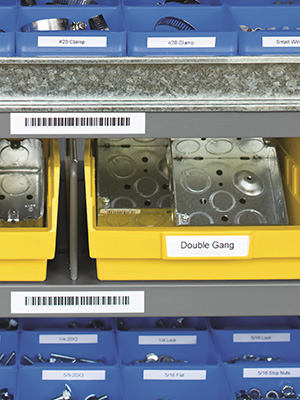 DYMO Rhino labels on stacking bins