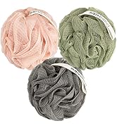 MainBasics Bath Shower Loofah Sponge Pouf Body Scrubber Exfoliator Body Wash Sponge (Set of 3, Ea...