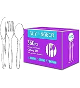 360 Count Clear Plastic Forks Spoons Knives Bulk Heavy Duty Plastic Silverware Reusable Disposabl...
