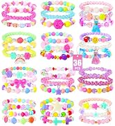 PinkSheep Bracelets for Girls Jewelry: 36 Pcs Bluk Little Girl Bracelets, Cute Kids Bracelets for...