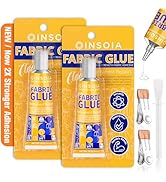 Fabric Glue Permanent, 29.5MLx2 Strong Washable Fabric Adhesive Dries Clear, Stitch Glue for Clot...