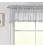 Welvetblk Light Grey Valances for Windows, Light Grey Sheer Curtains 14 Inch Length 2 Pack Kitche...