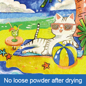 no loose powder after drying