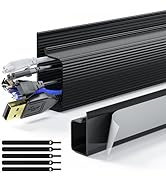 Cable Management Under Desk 31.5'' J Channel Cable Raceway, 2 Pack Cord Hider Desk Cable Tray, No...