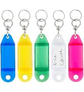 Uniclife 25 Pack Crystal Clear Tough Plastic Key Tags with Swivel Split Ring Label Window Assorte...