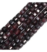 NITOPUPU About 60pcs 6mm Natural Garnet Faceted Cube Gemstone Beads for Jewelry Making, Bracelets...