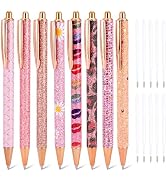 WY WENYUAN 8 Pcs Pink Sparkly Pens for Women - Cute Glitter Ballpoint Pens with 10 Refills, Elega...