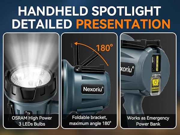 3-in-1 Tactical Design,Pro-Grade OSRAM LED, Flexible Stand & Backup Power