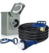 BEBOBLY 50 Amp Power Inlet Box and 15FT Generator Cord, 125V/250V Emergency Power Combo Kit, NEMA...