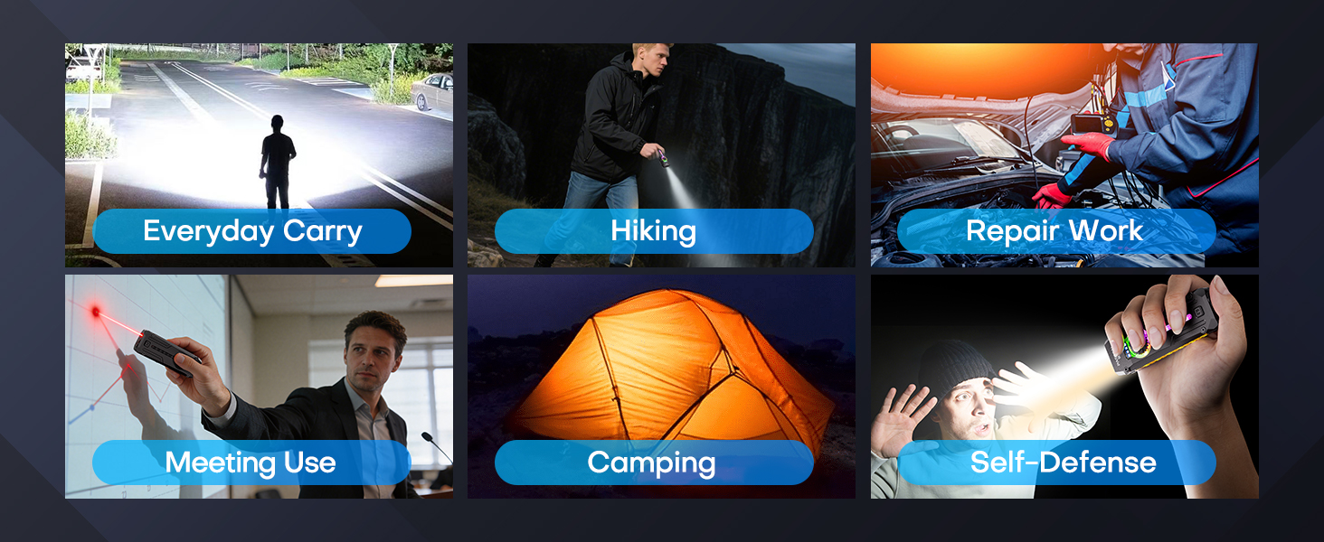 night running, night cycling, hiking, camping, or campsite lighting