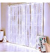 Bexdir Curtain String Lights, 300 LED Curtain Lights Cool White, Fairy Lights Curtain with 8 Mode...