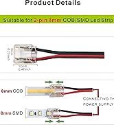 SWOTU 2Pin Strip & Wire Led Strip connector for 8mm width COB/SMD single color Led strip