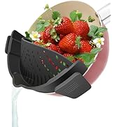 YEVIOR Clip on Strainer for Pots Pan Pasta Strainer, Silicone Food Strainer Hands-Free Pan Strain...
