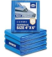 Small Tarps 4x6 Feet (5 Pack), 5.5 Mil Thick, Multipurpose Waterproof Poly Tarp Cover with Metal ...