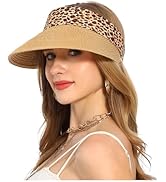 Women Wide Brim Straw Visor Sun Hat UV Protection Packable Beach Cap for Summer UPF 50+