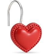 CHICTIE Red Heart Shower Curtain Hooks Rings,Set of 12 Decorative Shower Curtain Hooks,Valentines...