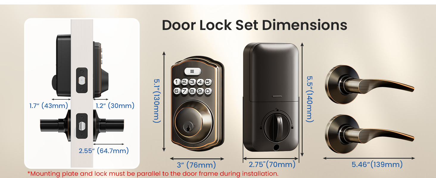 keyless entry door lock deadbolt with handle set