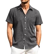 Alimens & Gentle Mens Linen Shirts Short Sleeve Button Down Shirts Wrinkle Free Casual Vacation B...