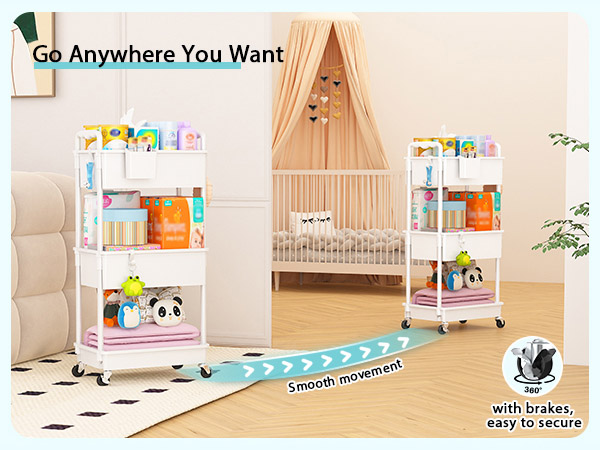 Baby Diaper Caddy Organizer Cart