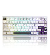 YUNZII AL80 75% Wireless Aluminum Mechanical Keyboard(Silver,Cocoa Cream) | QMK/VIA, Smart LCD Di...