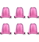 PLULON 6 Pcs Drawstring Bags Bulk Pink Drawstring Backpack String Backpack Cinch Sack Sport Gym B...