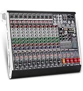 MIZISNR 12 Channel Audio Mixer Professional Sound Mixing Board with 99 DSP Effects, 7-band EQ Dig...