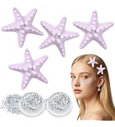 Sightor 4PCS Starfish Hair Clips, Mermaid Hair Accessories With 2PCS Face Body Glitter Gel, Women...