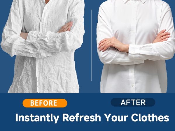 The steamer removes wrinkles instantly, refreshing clothes like new!